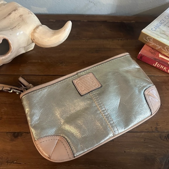 Coach Handbags - Coach - Silver Wristlet with hand strap
